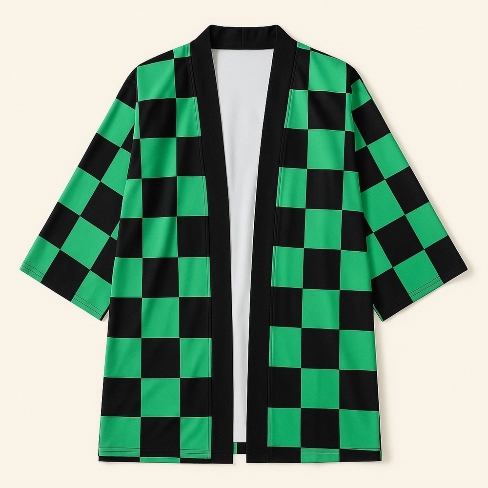 Tanjiro Kamado Cosplay Set – Demon Slayer Kimono Robe Adult (M/L & L/XL)